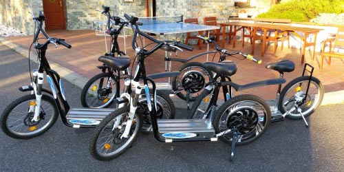 Mountain e-bikes and e-scooters rental